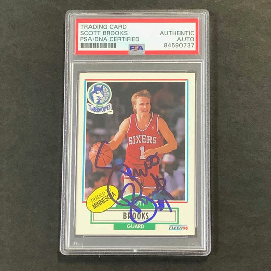 1990-91 Fleer #140 Scott Brooks Signed Card AUTO PSA Slabbed Timberwolves