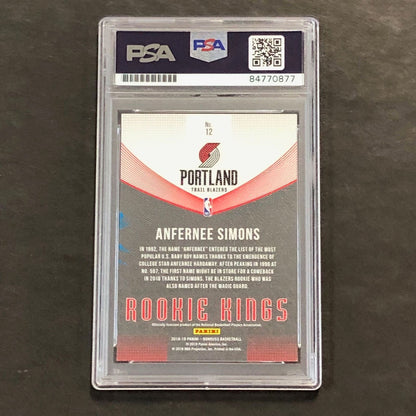 2018-19 Panini Donruss Draft Kings #12 Anfernee Simons Signed Card AUTO Graded 1