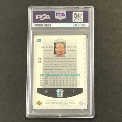 2002-03 SP Authentic #58 David Wesley Signed Card AUTO 10 PSA Slabbed Hornets