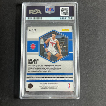 2020-21 Panini Mosaic #222 Killian Hayes Signed Card AUTO PSA Slabbed RC Pistons