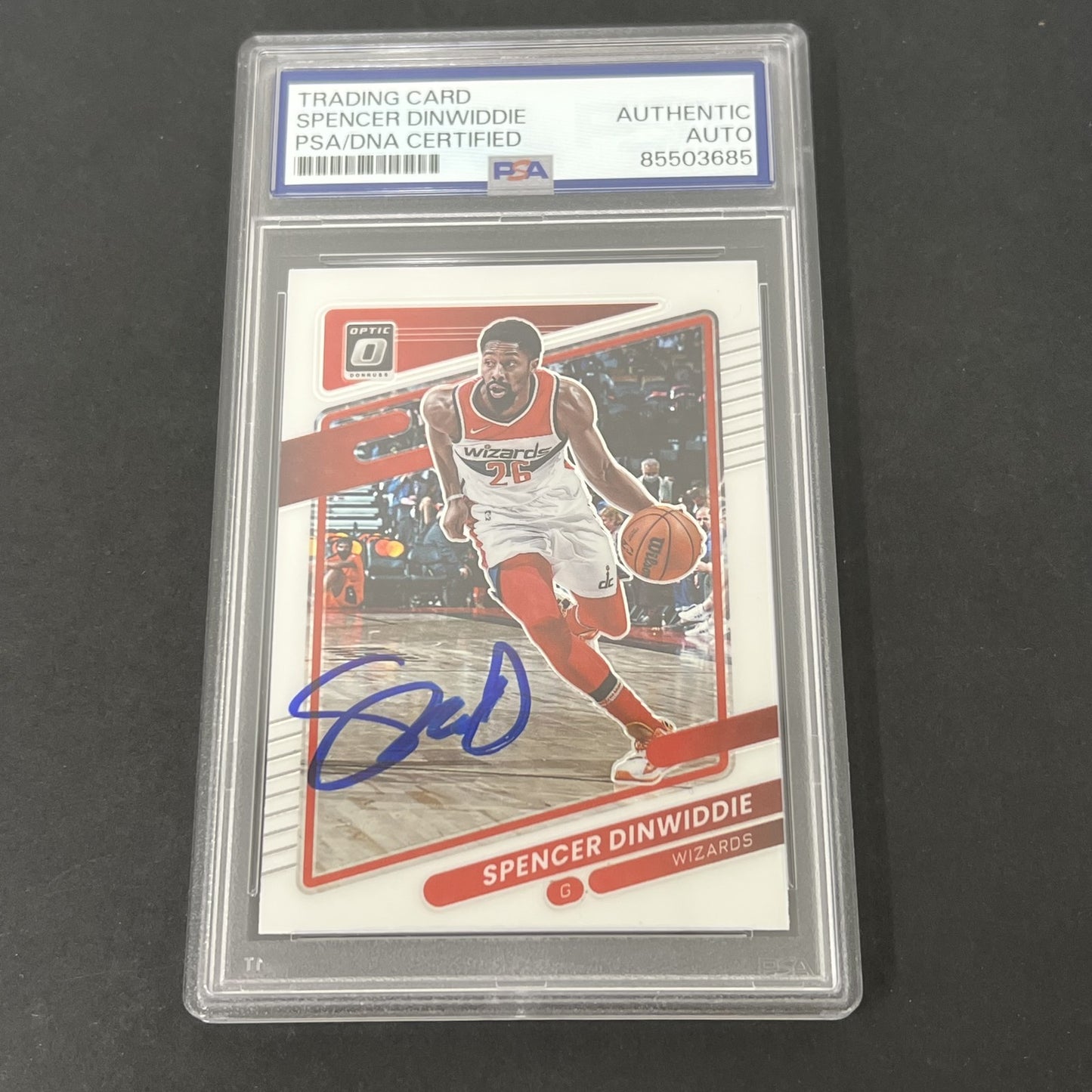2021-22 Panini Donruss Optic #54 Spencer Dinwiddie signed card PSA