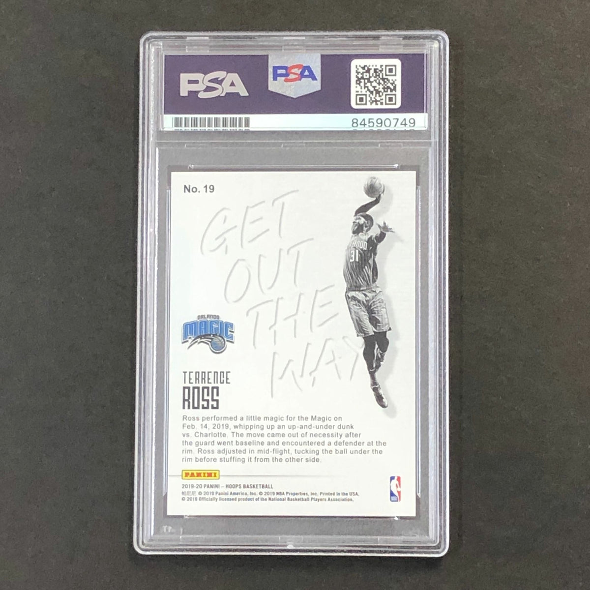 2019-20 NBA Hoops GET OUT THE WAY #19 Terrence Ross Signed Card AUTO PSA Slabbed