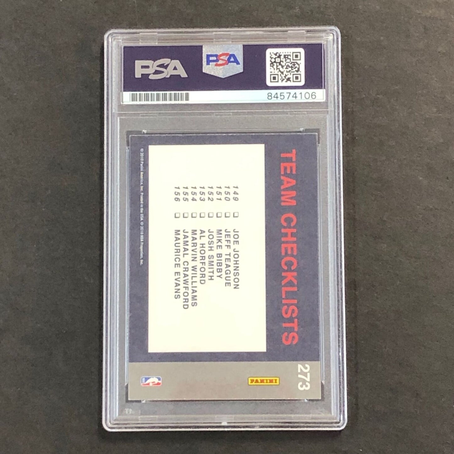 2010 Donruss Team Checklist Card #273 Joe Johnson Signed Card AUTO PSA Slabbed H