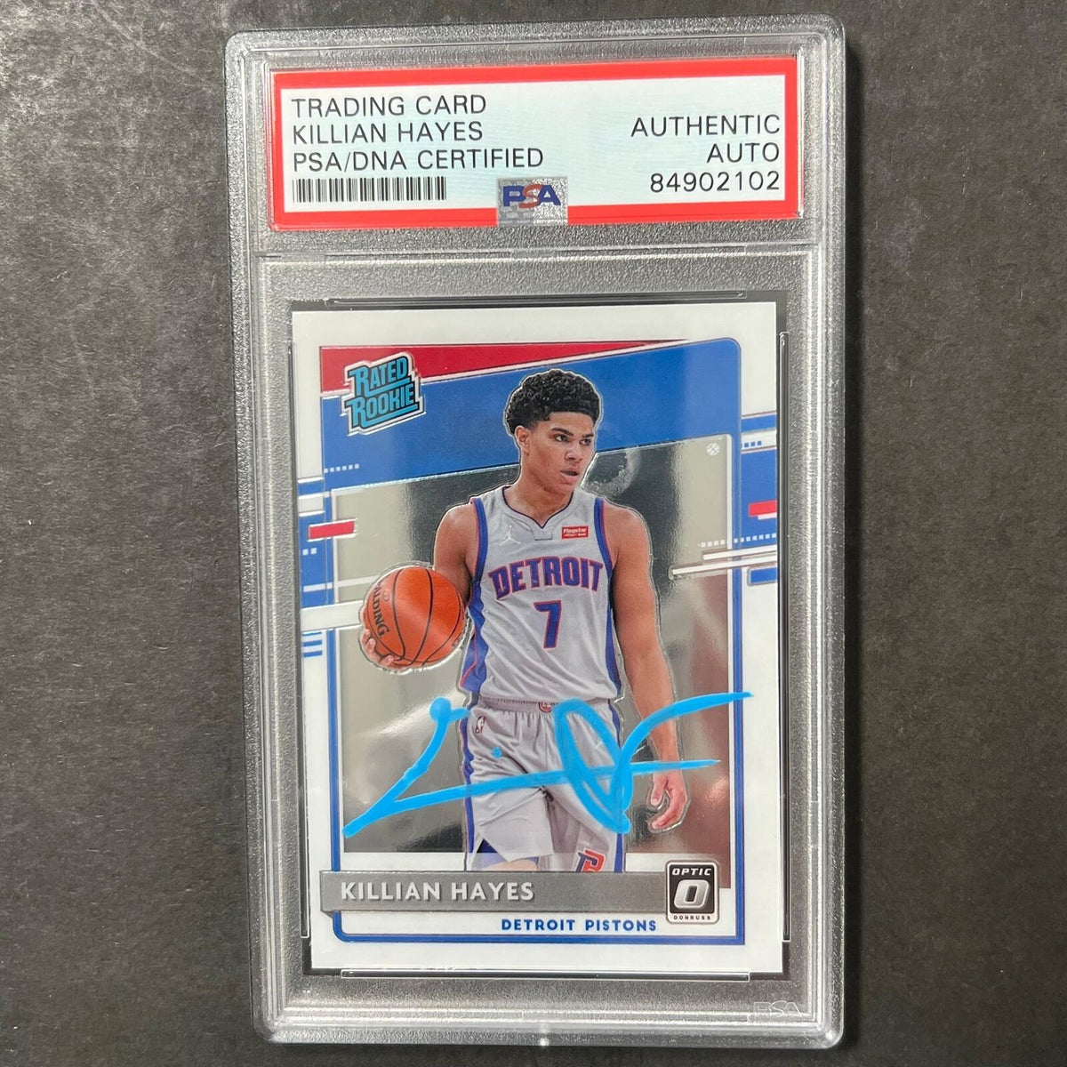 2020-21 Optic Rated Rookie #157 Killian Hayes Signed Card AUTO PSA Slabbed RC Pi