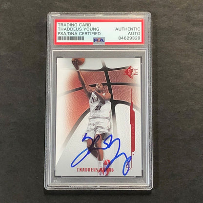 2008-09 SP Authentic #51 Thaddeus Young Signed Card AUTO PSA Slabbed 76ers