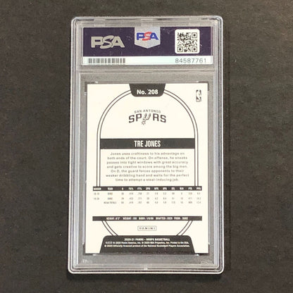 2020-21 NBA Hoops #208 Tre Jones Signed Card AUTO PSA/DNA Slabbed RC Spurs