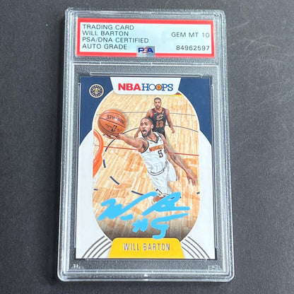 2020-21 Panini NBA Hoops #129 Will Barton Signed Card AUTO Grade 10 PSA Slabbed