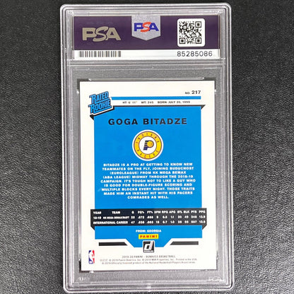 2019-20 Panini Donruss Rated Rookie #217 Goga Bitadze Signed Card AUTO PSA Slabb