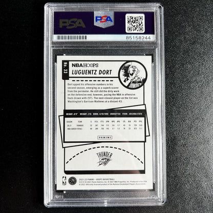2020-21 NBA Hoops #33 Luguentz Dort Signed Card AUTO 10 PSA Slabbed RC Thunder