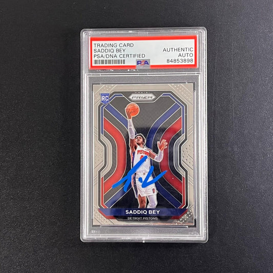 2020-21 Panini Prizm #284 Saddiq Bey Signed Card AUTO PSA Slabbed Pistons