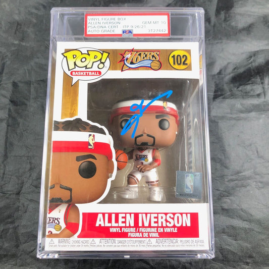 Allen Iverson Signed Funko Pop #102 PSA/DNA Encapsulated Auto 10 Gem Mint 76ers