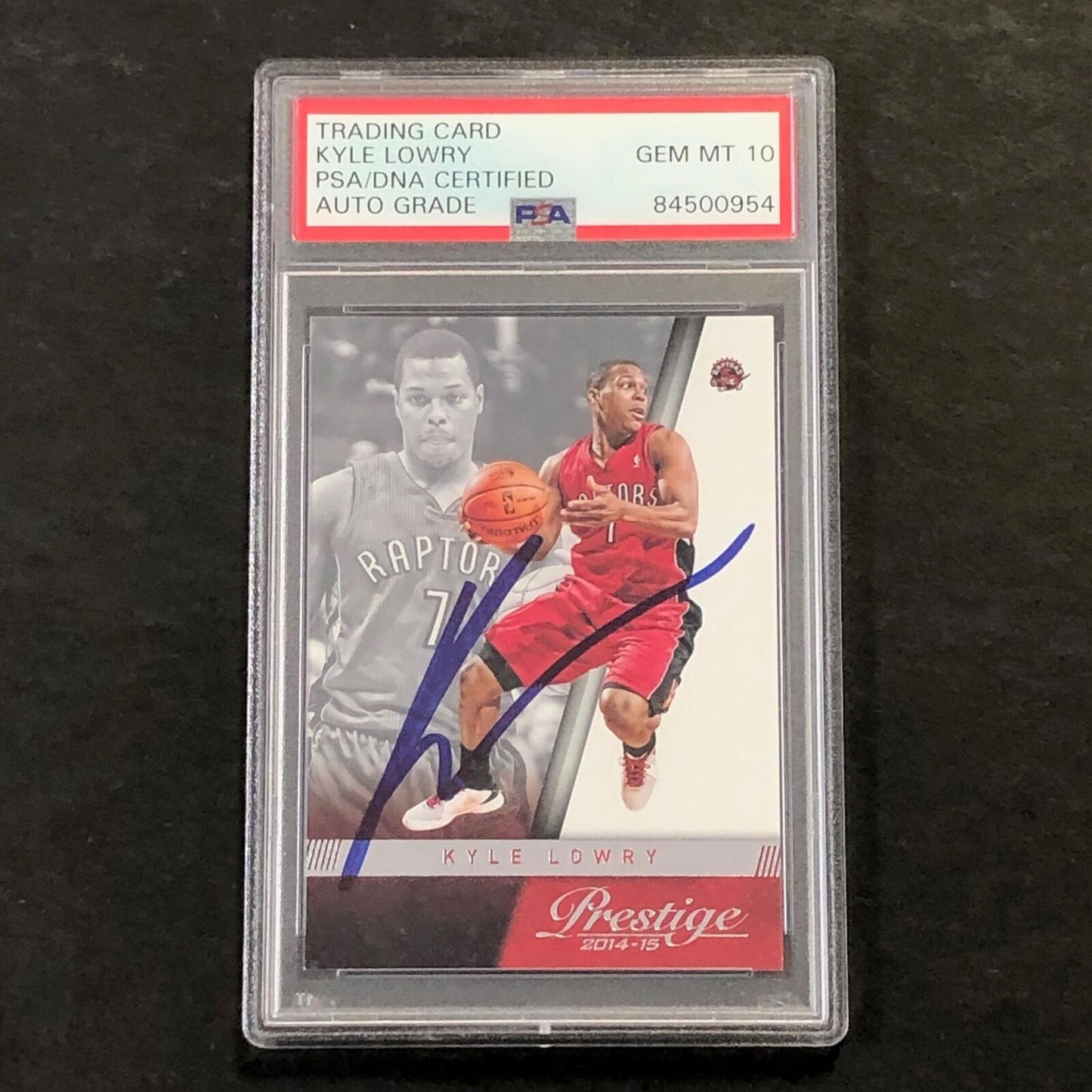 2014-15 Panini Prestige #7 Kyle Lowry Signed Card AUTO 10 PSA Slabbed Raptors