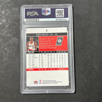 2004 Fleer #7 Theo Ratliff Signed Card AUTO PSA Slabbed Trailblazers