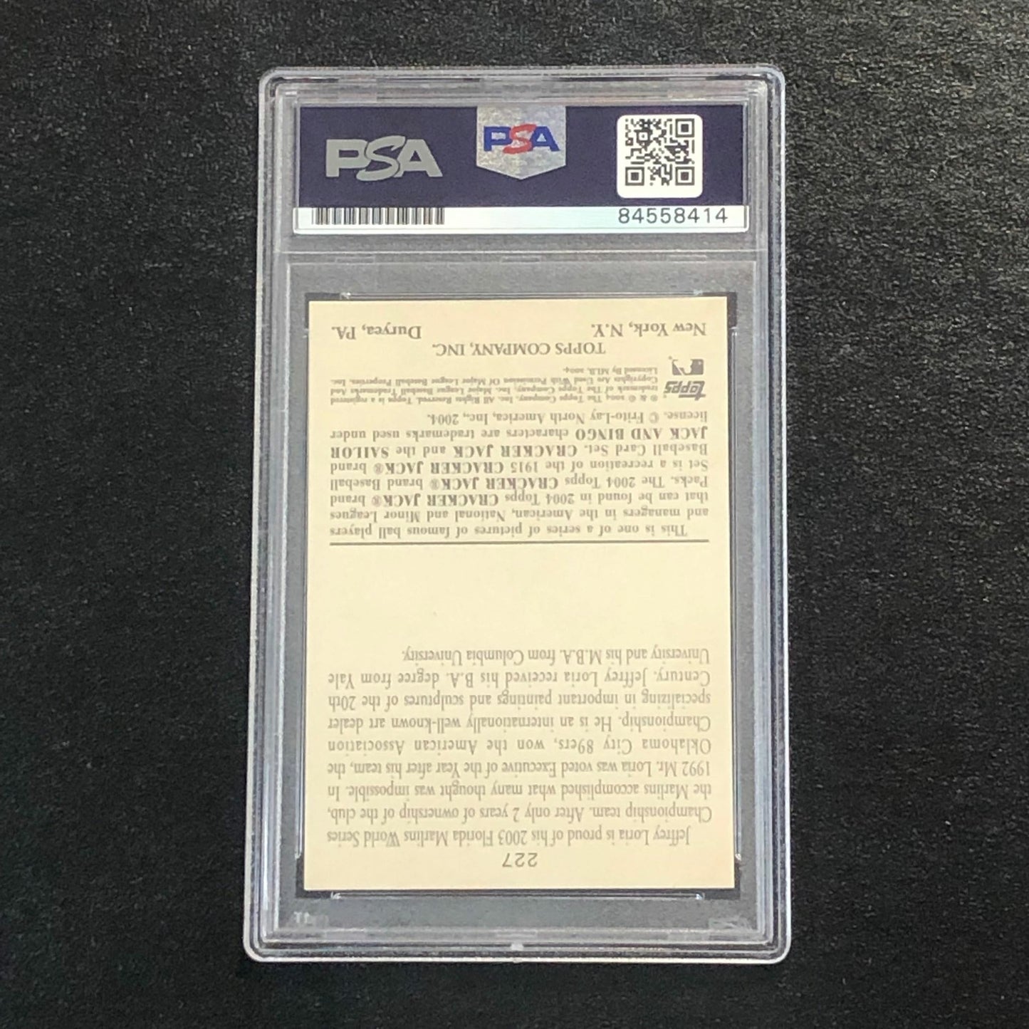 2004 Topps Cracker Jack #227 Jeffrey Loria Signed Card PSA Slabbed Auto Marlins