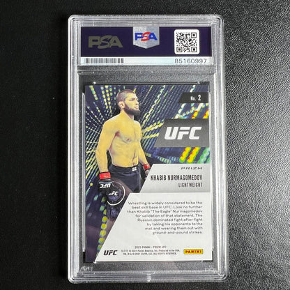 2021 Panini Prizm #2 Khabib Nurmagomedov Signed Card AUTO PSA Slabbed