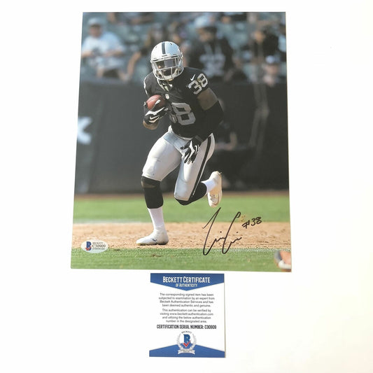 TJ Carrie signed 8x10 photo BAS Beckett Oakland Raiders Autographed