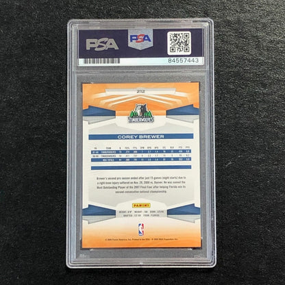 2009-10 Panini Basketball #212 Corey Brewer Signed Card AUTO PSA Slabbed Timberw