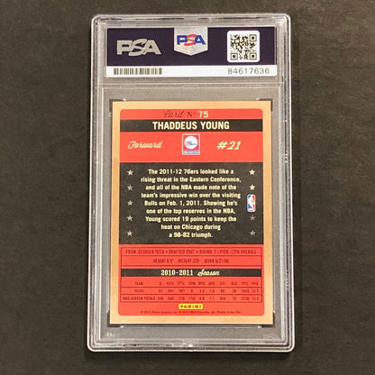 2011-12 Panini Past and Present #75 Thaddeus Young Signed Card AUTO 10 PSA Slabb