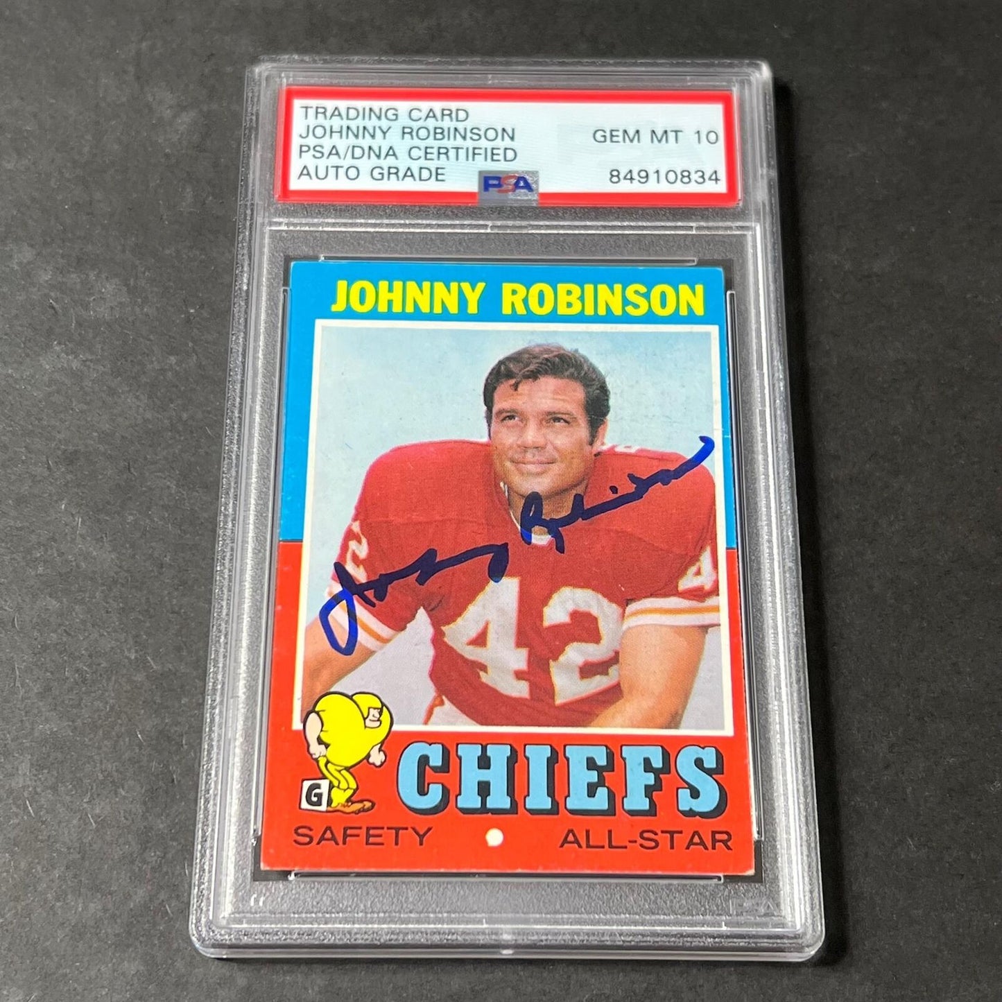 1971 Topps #88 Johnny Robinson signed Card Slabbed AUTO 10 PSA/DNA Kansas City C