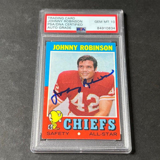 1971 Topps #88 Johnny Robinson signed Card Slabbed AUTO 10 PSA/DNA Kansas City C