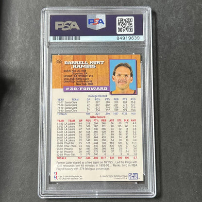 1993-94 NBA Hoops #355 Kurt Rambis Signed Card PSA Slabbed Lakers