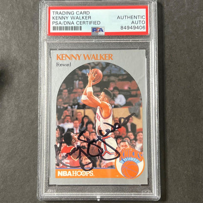 1990-91 NBA Hoops #210 Kenny Walker Signed Card AUTO PSA Slabbed Knicks