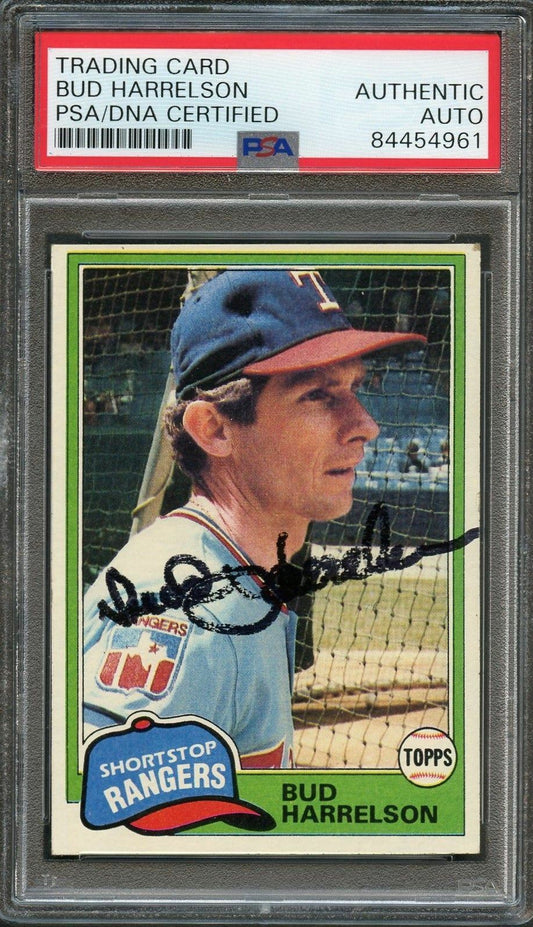 1981 Topps #694 Bud Harrelson Signed Card AUTO PSA Slabbed Rangers