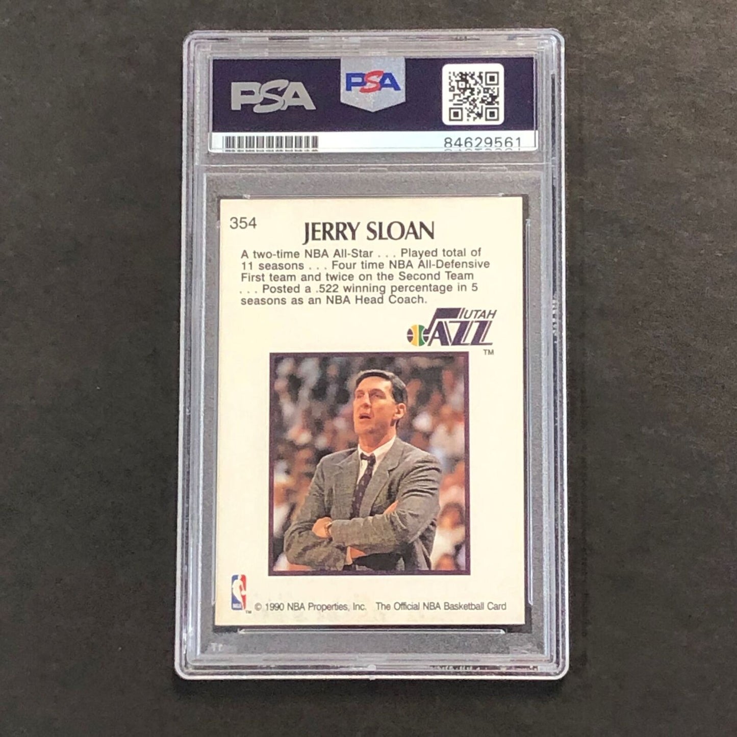 1990 NBA Panini Hoops Player Edition #354 Jerry Sloan Signed Card AUTO GRADE 10