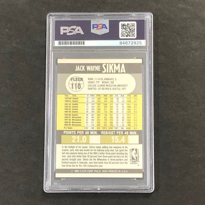 1990 Fleer #110 Jack Sikma Signed Card AUTO PSA/DNA Slabbed Bucks