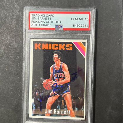 1975 Topps Jim Barnett Signed Card AUTO 10 PSA Slabbed Knicks