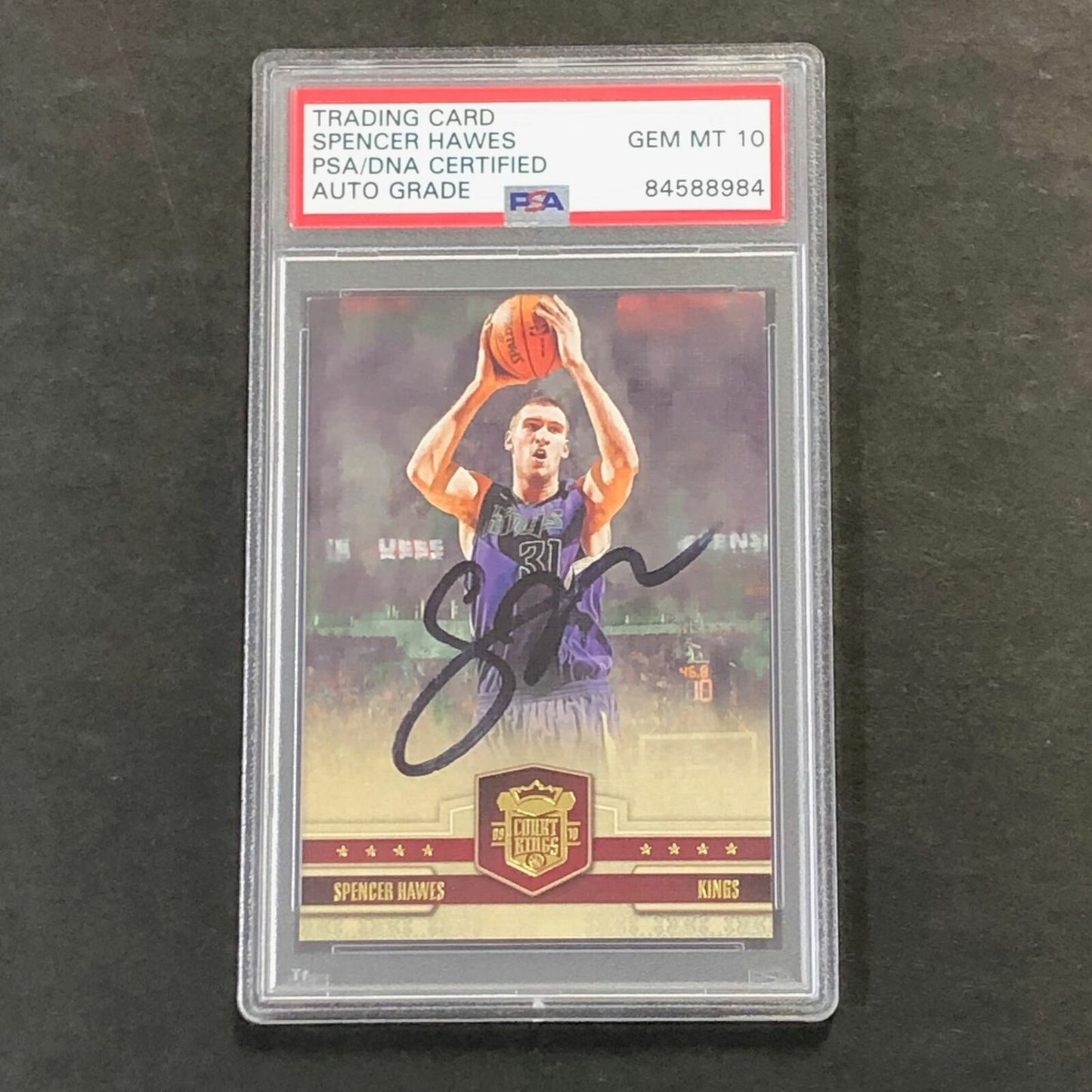 2009-10 Panini Court Kings #35 Spencer Hawes Signed Card AUTO 10 PSA/DNA Slabbed