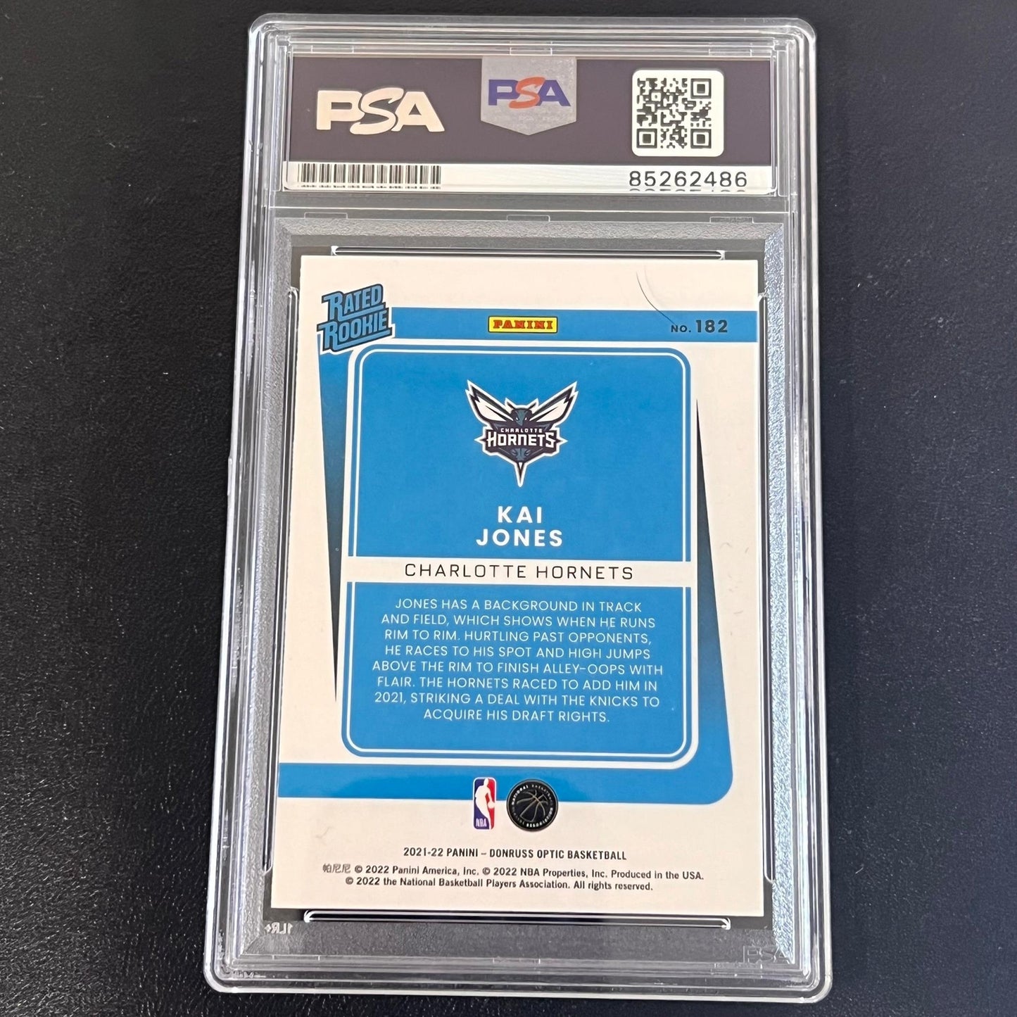 2021-22 Panini Donruss Optic Rated Rookie #182 Kai Jones Signed AUTO PSA Slabbed