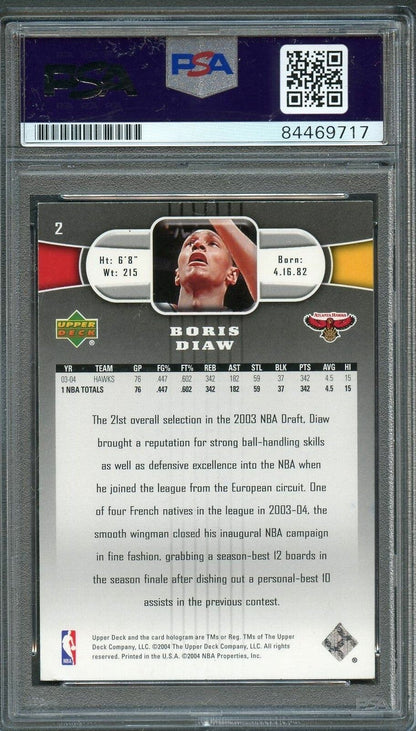 2004-05 Upper Deck #2 Boris Diaw Signed Card AUTO PSA Slabbed Hawks