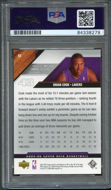 2005-06 Upper Deck #83 Brian Cook Signed Card AUTO PSA Slabbed Lakers