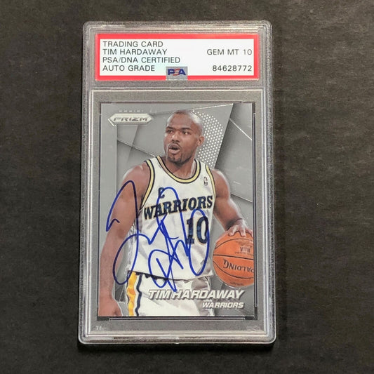 2014-15 Panini Prizm #161 Tim Hardaway Signed Card AUTO GRADE 10 PSA Slabbed War