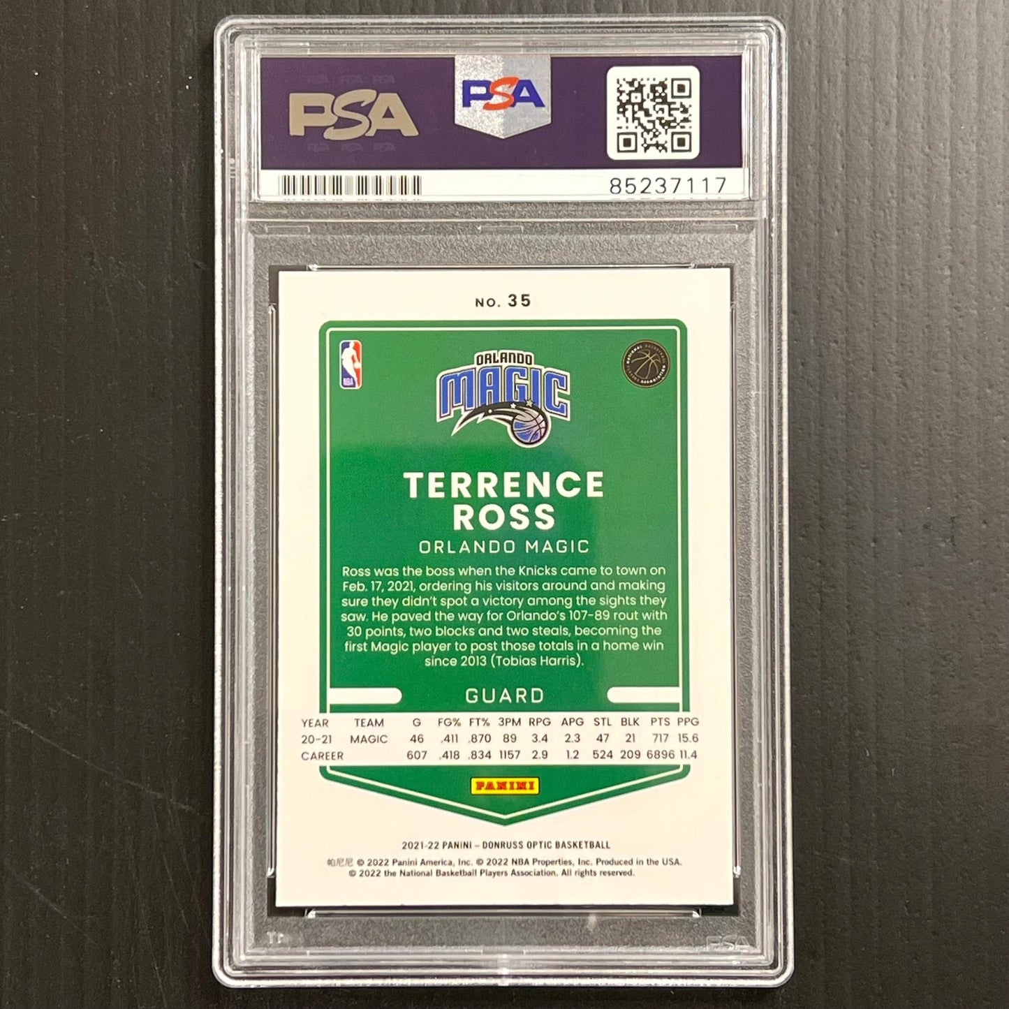 2021-22 Panini Donruss Optic #35 Terrence Ross Signed Card AUTO PSA Slabbed Magi