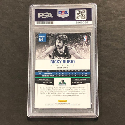 2012-13 Panini Absolute Basketball #64 Ricky Rubio Signed Card AUTO PSA Slabbed