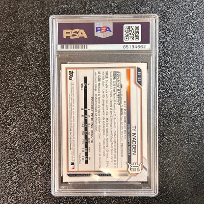 2021 Topps #BD-152 Ty Madden signed card Slabbed AUTO 10 PSA/DNA Tigers Autograp