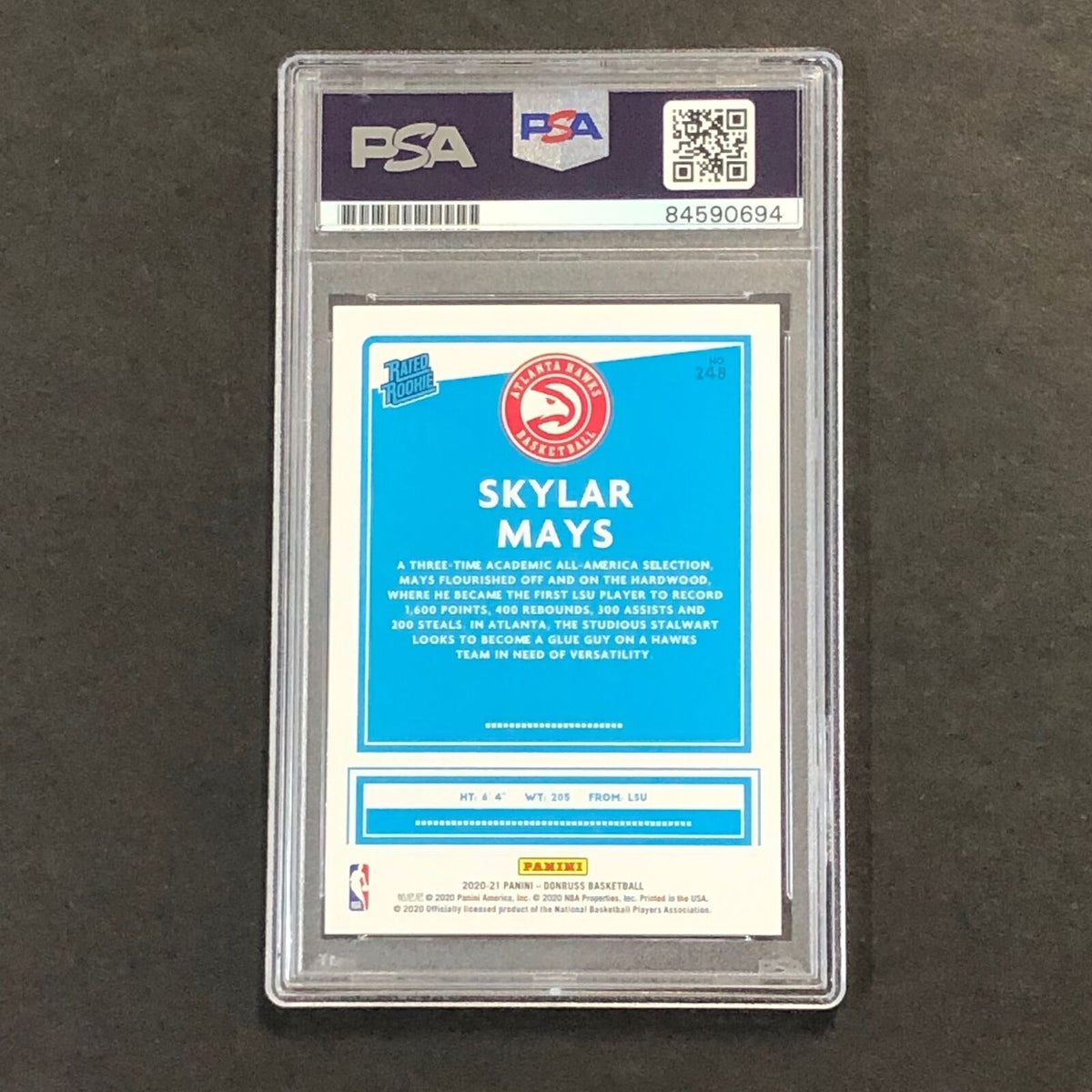 2020-21 Donruss Rated Rookie #248 Skylar Mays signed Auto Card PSA/DNA Slabbed R