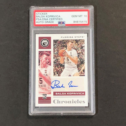 2021 Chronicles Draft Picks #CR-BKO Balsa Koprivica Signed Card AUTO 10 PSA/DNA