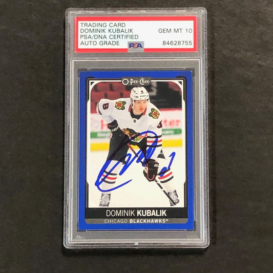 2021-22 O-Pee-Chee #87 Dominik Kubalik Signed Card AUTO 10 PSA slabbed Blackhawk