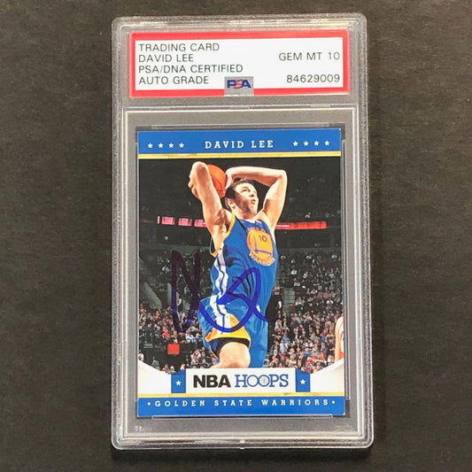 2012-13 NBA Hoops #181 David Lee Signed Card AUTO 10 PSA Slabbed Warriors