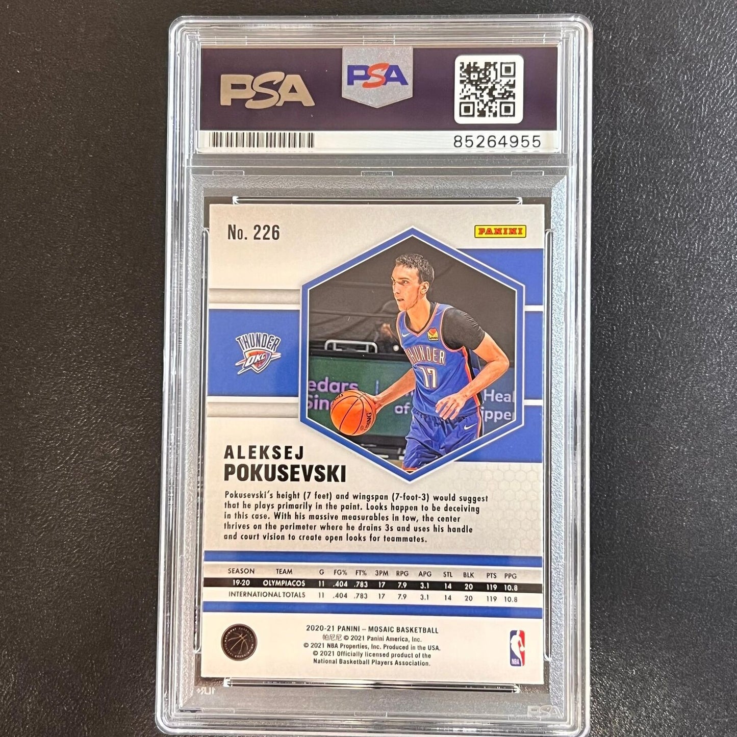 2020-21 Panini Mosaic #226 Aleksej Pokusevski Signed Card AUTO PSA Slabbed RC Th