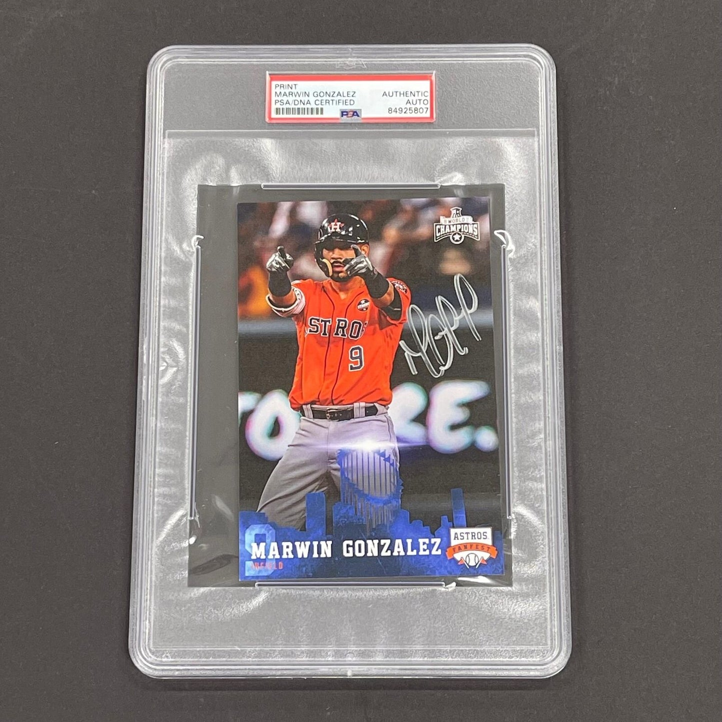 Marwin Gonzalez Signed Print PSA/DNA Encapsulated Astros Autographed AUTO