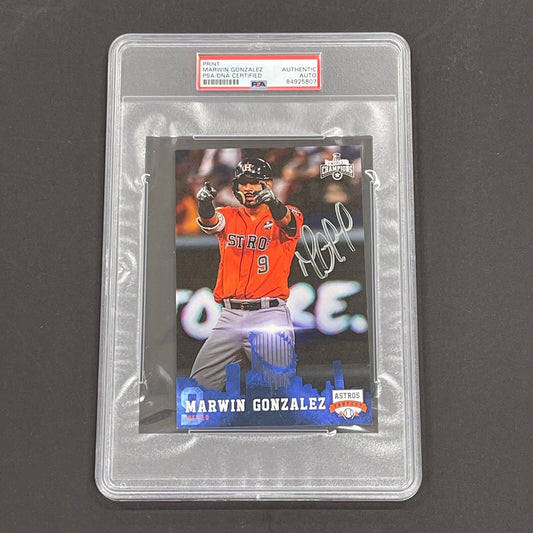 Marwin Gonzalez Signed Print PSA/DNA Encapsulated Astros Autographed AUTO