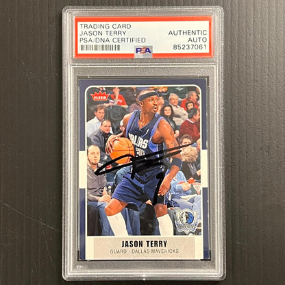 2007-08 Fleer #200 Jason Terry Signed Card AUTO PSA Slabbed Mavericks