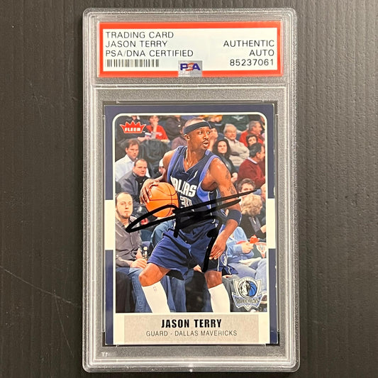 2007-08 Fleer #200 Jason Terry Signed Card AUTO PSA Slabbed Mavericks