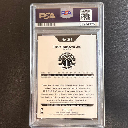 2018-19 Panini NBA Hoops #264 TROY BROWN JR. Signed Card AUTO PSA RC Slabbed Wiz