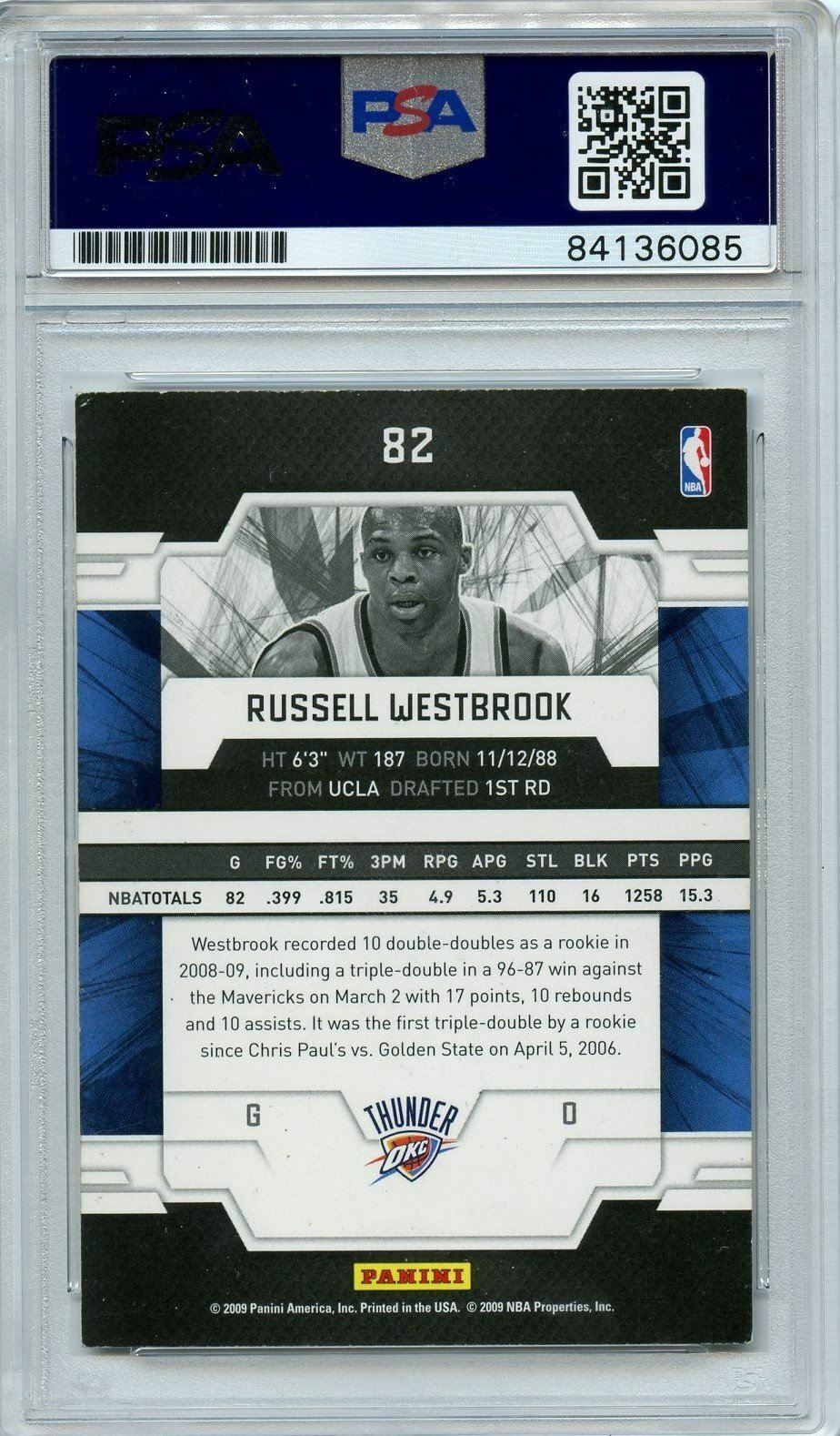 Russell Westbrook signed Donruss Elite 2009 AUTO card PSA/DNA