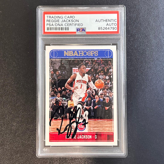 2017-18 Panini Hoops #167 Reggie Jackson Signed Card Auto PSA/DNA Slabbed Piston